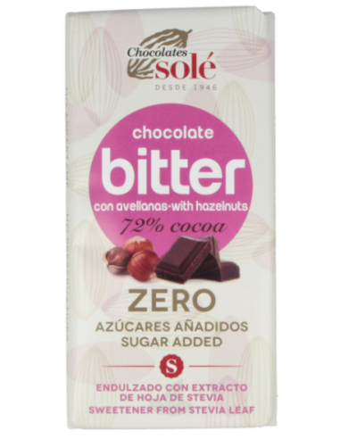 Chocolate Negro 72% Con Avellana Y Stevia 100 Gramos Chocolates Sole