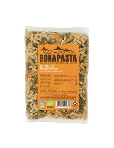 Espirales Tricolor De Espelta 500 gramos Eco de Bonapasta