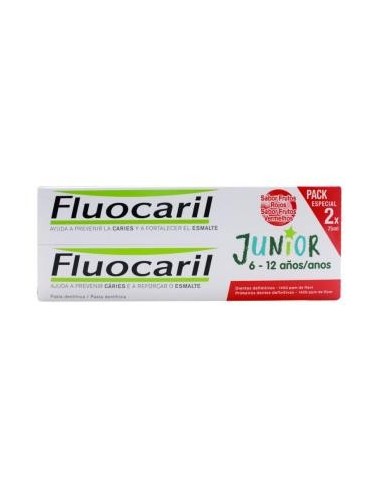 Fluocaril Junior Gel Duplo Frutos Rojos  2X75 Mililitros Fluocaril