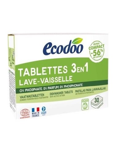 Lavavajillas Tabletas Para Maquina 3 En 1 30 Unidades Ecodoo