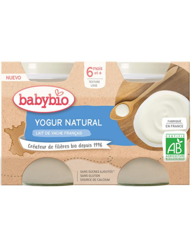 Babybio YOGUR NATURAL (Vaca) 2x130g de Baby Bio