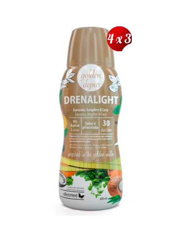 Pack 4x3 uds Drenalight Golden Depur Solución Oral 600 Ml De Dietmed