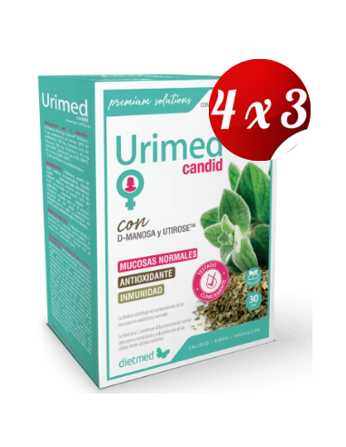 Pack 4x3 uds Urimed Candid 30 Capsulas De Dietmed