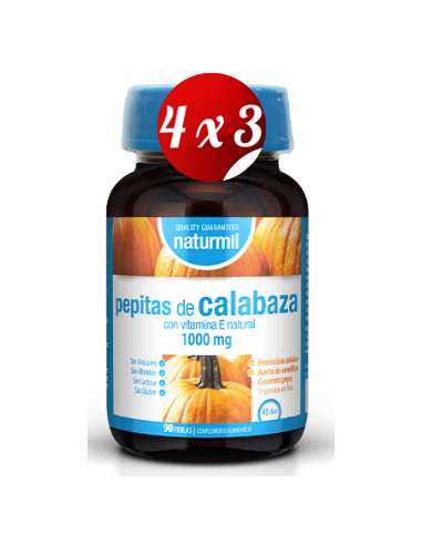 Pack 4x3 uds Calabaza (Pepitas) 1000 Mg Perlas 90 Capsulas De Dietmed