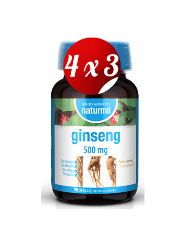 Pack 4x3 uds Ginseng 500 Mg  90 Capsulas De Dietmed