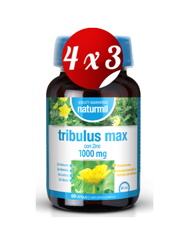 Pack 4x3 uds Tribulus Max 1000 Mg  60 Capsulas De Dietmed