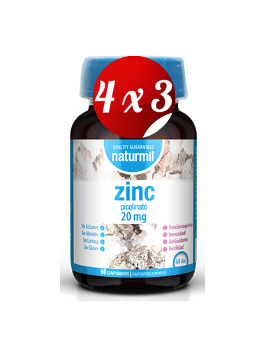 Pack 4x3 uds Zinc 20 Mg  60 Comprimidos De Dietmed