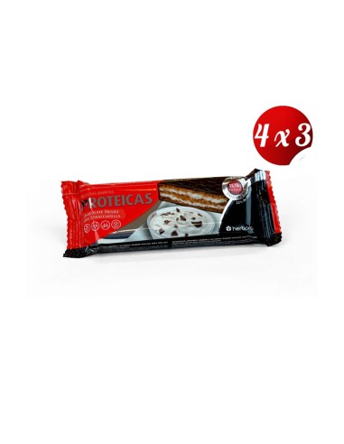 Pack 4x3 Caja 24 Uds Barritas Proteicas Choco Negro Y Stracciatella 47 Gramos de Herbora