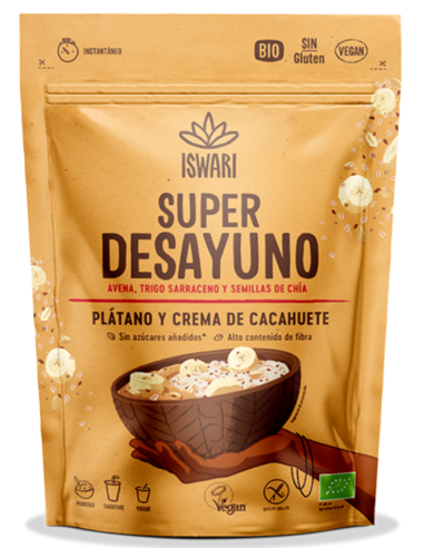 Súper Desayuno con Mantequilla de Cacahuete y Plátano 360 gr de Iswari