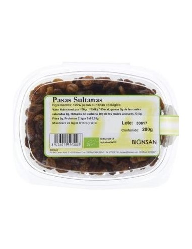 Pasas Sultanas 200 Gramos Eco Bionsan