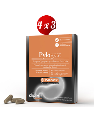 Pack 4x3 Pylogast 30 capsulas de Herbora