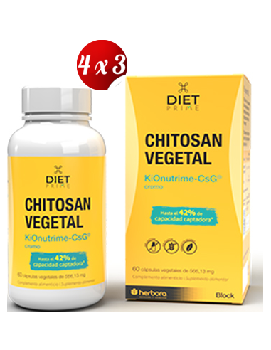 Pack 4x3 Chitosan Vegetal 60 Capsulas Vegetales de Herbora