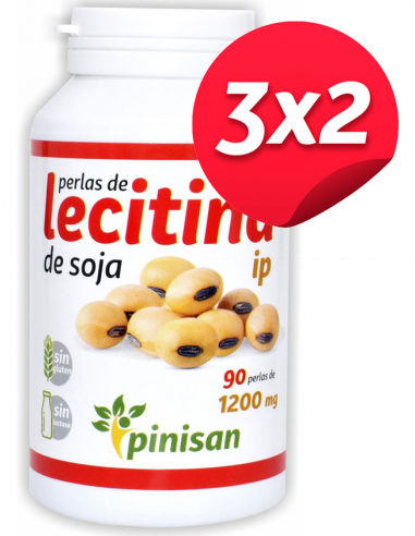 Pack 3x2 Perlas Lecitina Ip  90 Perlas-1200 Mg de Pinisan