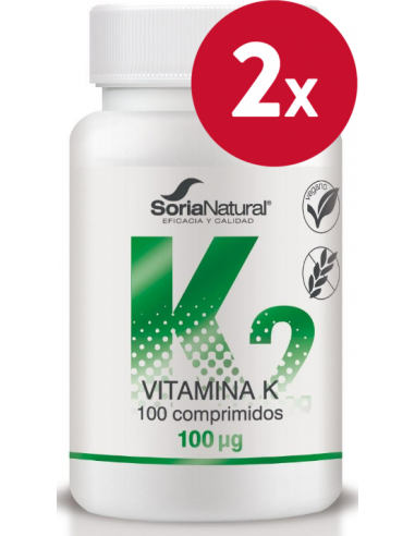 Pack 2 uds Vitamina K 100 µg 100 comprimidos liberación sostenida de Soria Natural