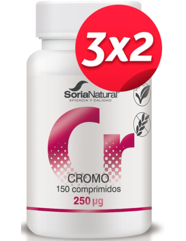 Pack 3x2 uds Cromo 150 comprimidos de Liberacion sostenia de Soria Natural