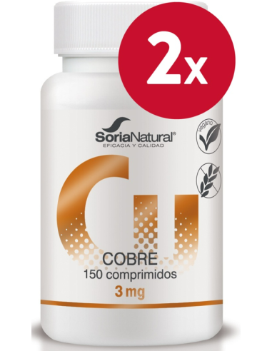 Pack 2 uds Cobre 150 comprimidos de Liberacion sostenida de Soria natural