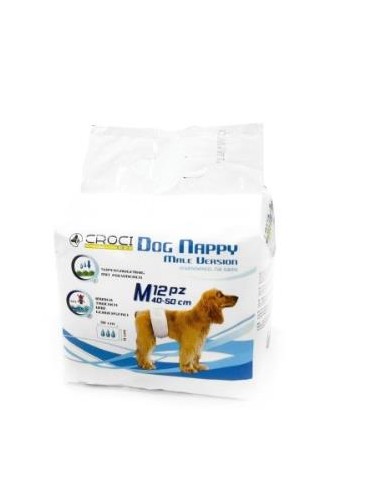 Dog Nappy Pañal Para Perro Macho M (40-50Cm) 12Uds de Nayeco Vet