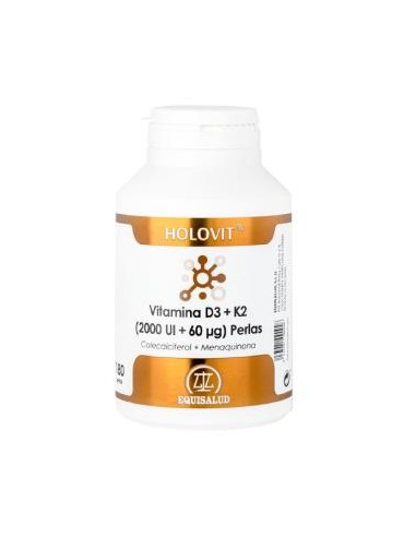 Holovitvitamina D3 2000Ui + K2 60µg 180Perlas de Equisalud