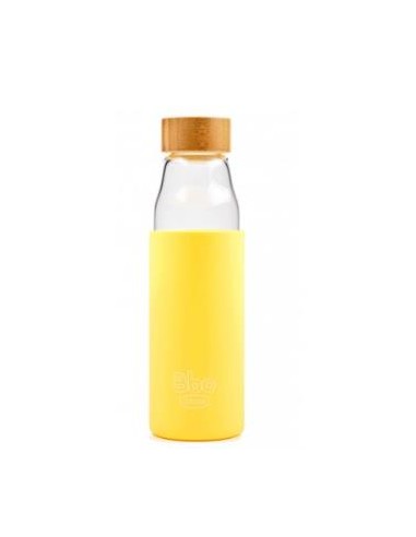 Botella Borosilicato Tapon  Bambu Amarillo 500Ml de Irisana