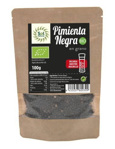 Pack 12 Uds. Pimienta Negra En Grano Bio 100 g  de Solnatural