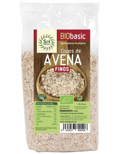 Pack 10 Uds. Copos De Avena Finos Familiar Bio 1 Kg  de Solnatural