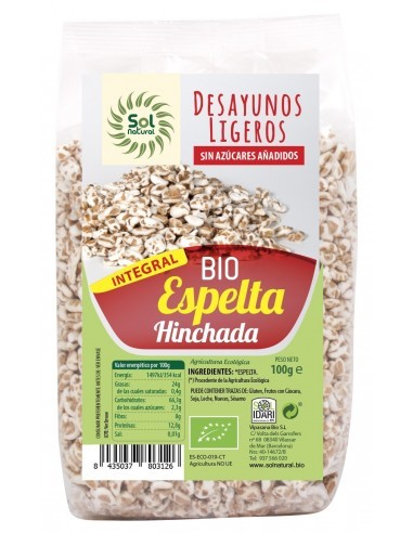 Pack 12 Uds. Espelta Integral Hinchada Bio 100 g  de Solnatural