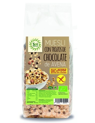 Pack 6 Uds. Muesli De Avena Chocolate Bio Sin Gluten 425 g  de Solnatural