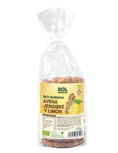 Pack 8 Uds. Galletas De Avena Jengibre Y Limón Bio 200 g  de Solnatural