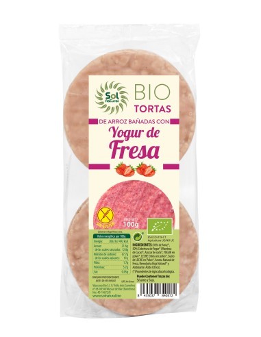 Pack 12 Uds. Tortas De Arroz Y Yogur Con Fresas Bio 100 g  de Solnatural