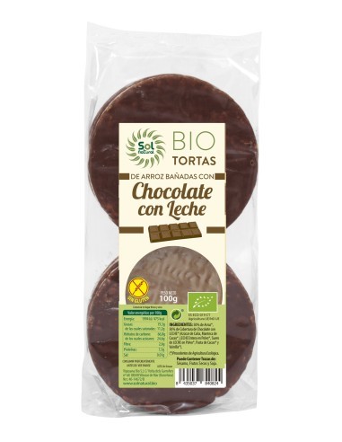 Pack 12 Uds. Tortas De Arroz Con Chocolate Y Leche Bio 100 g  de Solnatural