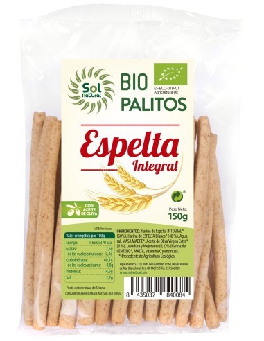 Pack 16 Uds. Palitos De Espelta Integral Bio 150 g  de Solnatural