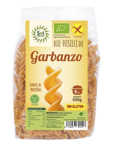 Pack 10 Uds. Fusilli De Garbanzo Sin Gluten Bio 250 g  de Solnatural