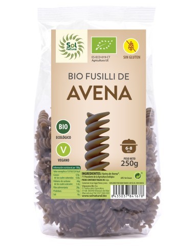 Pack 10 Uds. Fusilli De Avena Integral Sin Gluten Bio 250 g  de Solnatural