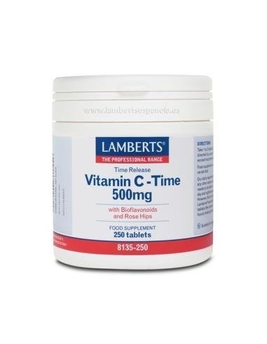 Vitamina C 500 mg + Bioflavonoides Time Release 250 Tabs de Lamberts