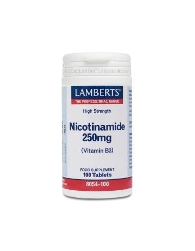 Nicotinamida 250 mg (Vitamina B3) 100 Tabs de Lamberts