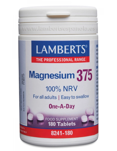 Magnesio 375 mg por tableta 180 de Lamberts