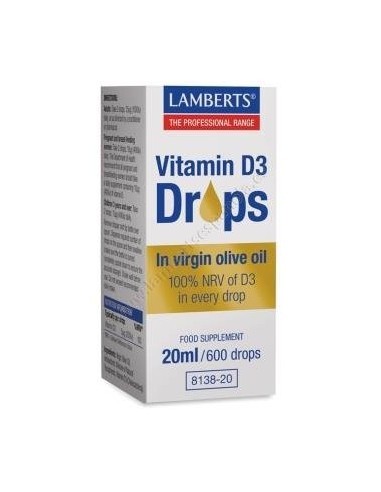 Vitamina D3 lÃ­quida 20 ml / 600 gotas 600 de Lamberts