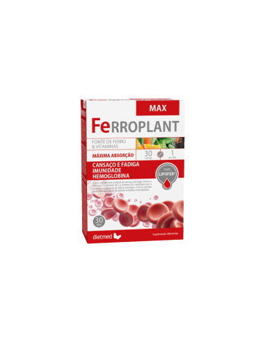 Pack 4x3 uds Ferroplant Max 30 comprimidos  Dietmed